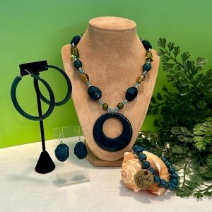 Dark teal color jewelry set